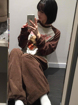 Happy Lunch Lettering Vintage Raglan Long Sleeve Tee