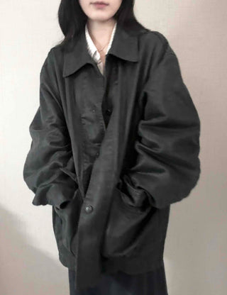 Military Wash Loose Fit Long Field Jacket