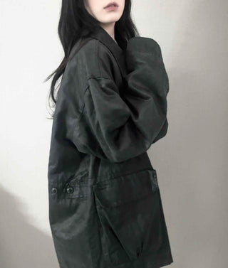 Military Wash Loose Fit Long Field Jacket