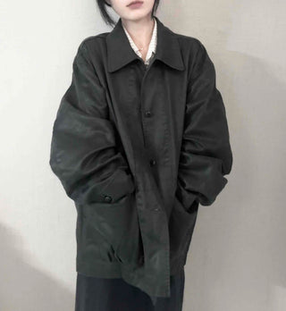 Military Wash Loose Fit Long Field Jacket
