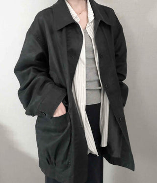 Military Wash Loose Fit Long Field Jacket