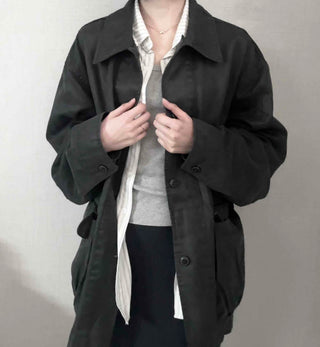 Military Wash Loose Fit Long Field Jacket