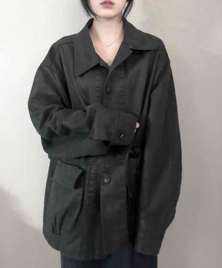 Military Wash Loose Fit Long Field Jacket