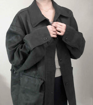 Military Wash Loose Fit Long Field Jacket