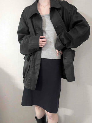 Military Wash Loose Fit Long Field Jacket