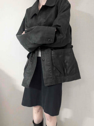 Military Wash Loose Fit Long Field Jacket
