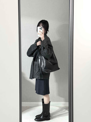 Military Wash Loose Fit Long Field Jacket