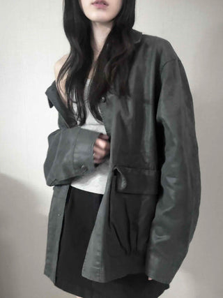 Military Wash Loose Fit Long Field Jacket