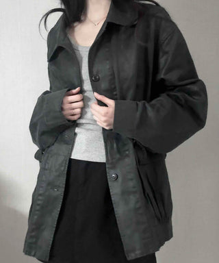 Military Wash Loose Fit Long Field Jacket