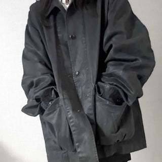 Military Wash Loose Fit Long Field Jacket