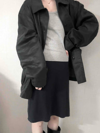 Military Wash Loose Fit Long Field Jacket