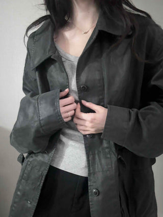 Military Wash Loose Fit Long Field Jacket