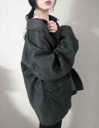 Military Wash Loose Fit Long Field Jacket
