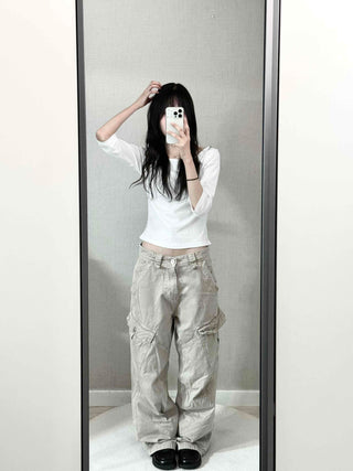 Asymmetrical Slash Neck Slim Ribbed Long Sleeve T-shirt