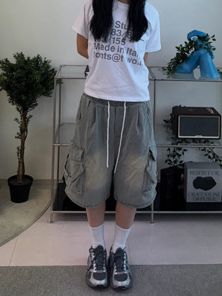 Couto Balloon String Cargo Vintage Elastic Bermuda Pants