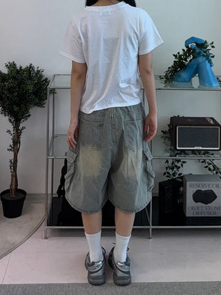 Couto Balloon String Cargo Vintage Elastic Bermuda Pants