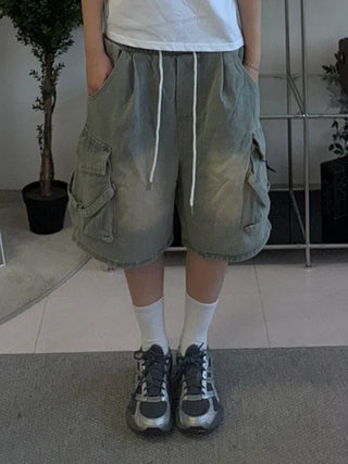 Couto Balloon String Cargo Vintage Elastic Bermuda Pants