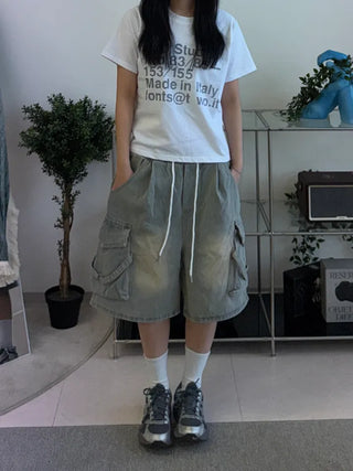Couto Balloon String Cargo Vintage Elastic Bermuda Pants