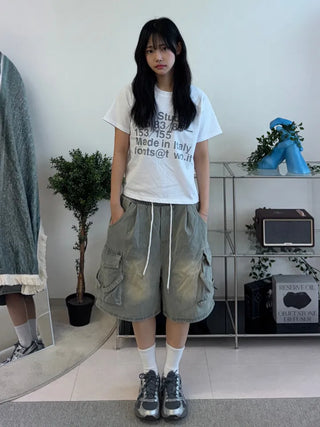 Couto Balloon String Cargo Vintage Elastic Bermuda Pants