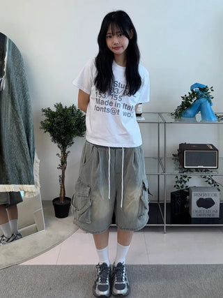 Couto Balloon String Cargo Vintage Elastic Bermuda Pants