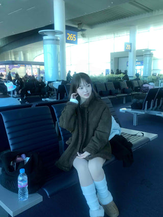 Fur Collar Zip-Up Oversized Loose Long Shearling Jacket