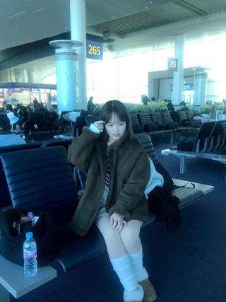 Fur Collar Zip-Up Oversized Loose Long Shearling Jacket