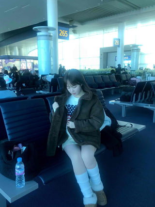 Fur Collar Zip-Up Oversized Loose Long Shearling Jacket