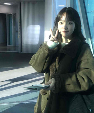 Fur Collar Zip-Up Oversized Loose Long Shearling Jacket