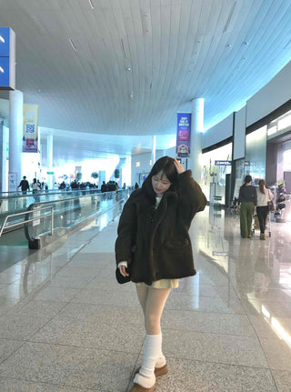 Fur Collar Zip-Up Oversized Loose Long Shearling Jacket