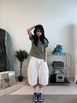 Somi Simple Wide Cotton Bermuda Pants