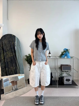Somi Simple Wide Cotton Bermuda Pants