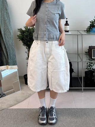 Somi Simple Wide Cotton Bermuda Pants