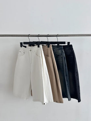Somi Simple Wide Cotton Bermuda Pants