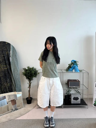 Somi Simple Wide Cotton Bermuda Pants