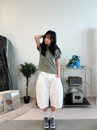 Somi Simple Wide Cotton Bermuda Pants