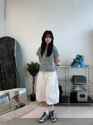 Somi Simple Wide Cotton Bermuda Pants