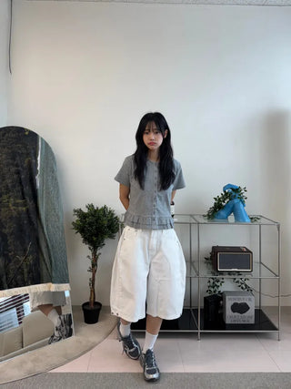 Somi Simple Wide Cotton Bermuda Pants