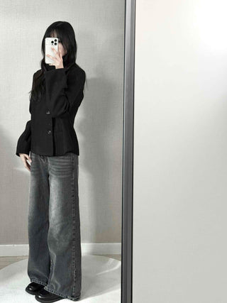Vintage Mandarin Button Flare Short Coat