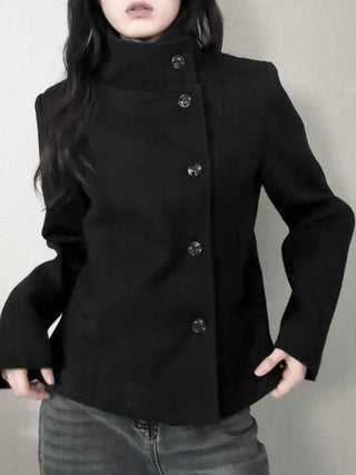 Vintage Mandarin Button Flare Short Coat