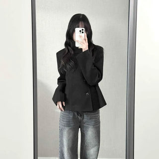 Vintage Mandarin Button Flare Short Coat