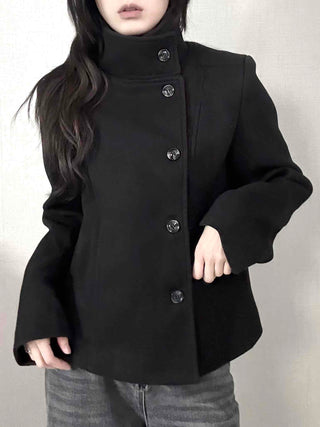 Vintage Mandarin Button Flare Short Coat