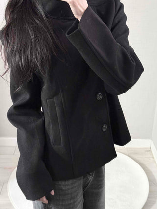 Vintage Mandarin Button Flare Short Coat
