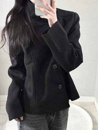 Vintage Mandarin Button Flare Short Coat