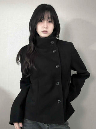 Vintage Mandarin Button Flare Short Coat