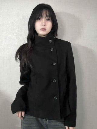Vintage Mandarin Button Flare Short Coat