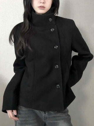 Vintage Mandarin Button Flare Short Coat