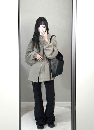 Convertible Epaulet Slit Calf Midi Field Jacket