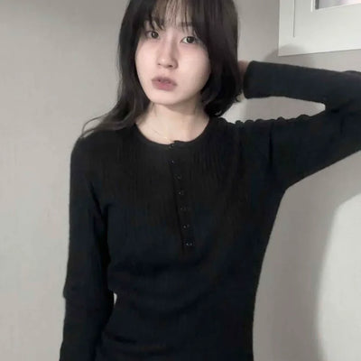 Ease Cable Half Button Cozy Fit Round Knit