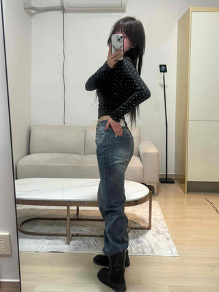Mini Flower Print Raglan Crop Long Sleeve Tee