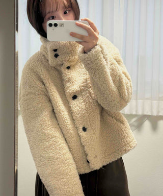 Round Collar Simple Minimalist Fluffy Sherpa Short Jacket
